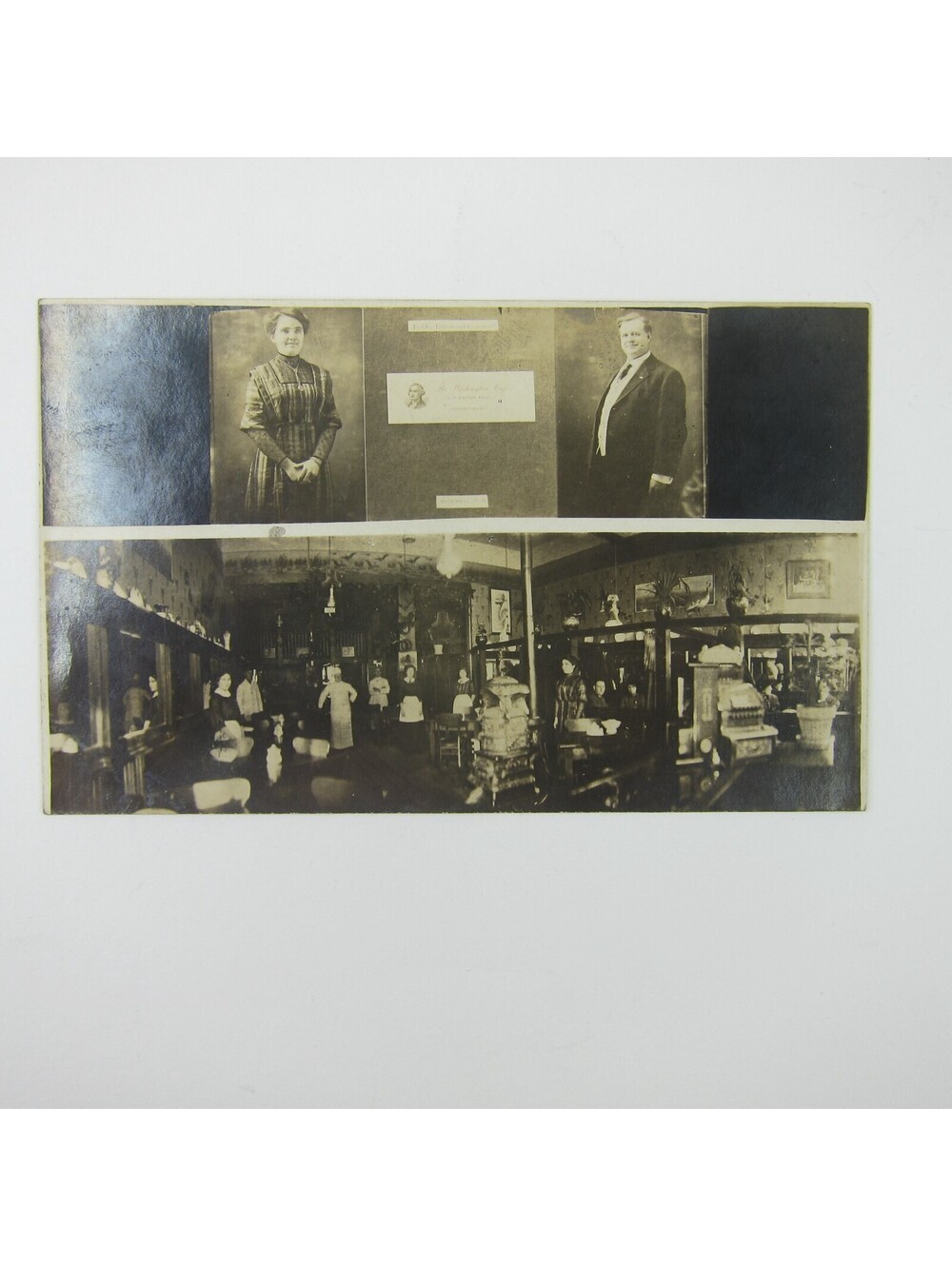 Real Photo Postcard RPPC Barber Shop Men Get Shave & Haircut Antique UNPOSTED